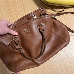 Brown leather coach purse